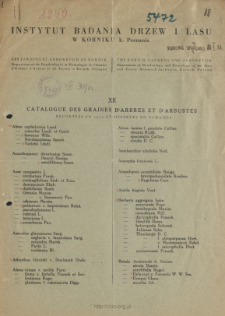 XII. Catalogue des graines d'arbres et d'arbustes récoltées en 1950 et offertes en echange