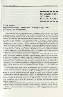 XXVI Kongres Międzynarodowego Towarzystwa Limnologicznego - SIL (São Paulo, 23-29 VII 1995 r.)