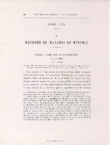 MÉTHODE " DE MAXIMIS ET MINIMIS ". EXPOSÉ PAR FERMAT POUR BRÛLART DE SAINT-MARTIN