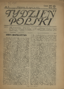 Tydzień Polski : tygodnik polityczno-społeczny : wychodzi w sobotę 1923 N.3