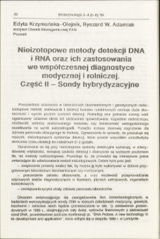 Nieizotopowe metody detekcji DNA i RNA oraz ich zastosowania we współczesnej diagnostyce medycznej i rolniczej. Część II - Sondy hybrydyzacyjne