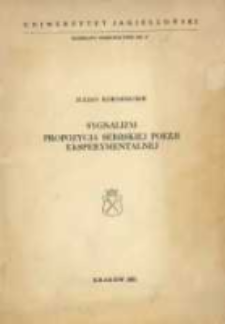 Sygnalizm : propozycja serbskiej poezji eksperymentalnej