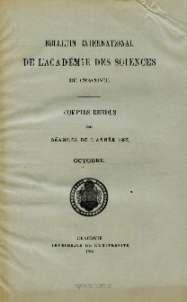 Bulletin International de L' Académie des Sciences de Cracovie : comptes rendus