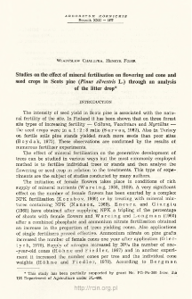 Studies on the effect of mineral fertilisation on flowering and cone and seed crops in Scots pine (Pinus silvestris L.) through an analysis of the litter drop