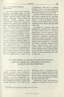 Zaburzenia w procesach fizjologicznych i metabolizmie pod wpływem gazowych zanieczyszczeń powietrza