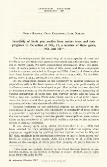 Sensitivity of Scots pine needles from mother trees and their progenies to the action of SO2, O3 a mixture of these gases, NO2 and HF