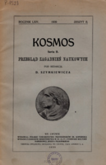 Kosmos. Seria B, Przegląd Zagadnień Naukowych, Zeszyt 2, Rocznik 64