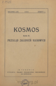 Kosmos. Seria B, Przegląd Zagadnień Naukowych, Zeszyt 1. Rocznik 65