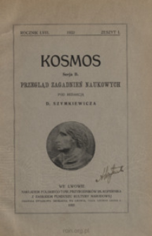 Kosmos. Seria B, Przegląd Zagadnień Naukowych, Zeszyt 1, Rocznik 58