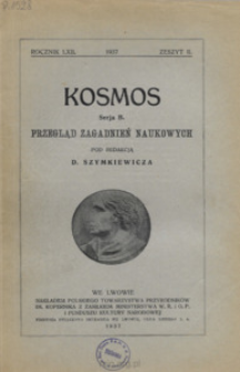 Kosmos. Seria B, Przegląd Zagadnień Naukowych, Zeszyt 2, Rocznik 62