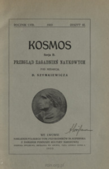 Kosmos. Seria B, Przegląd Zagadnień Naukowych, Zeszyt 3, Rocznik 58