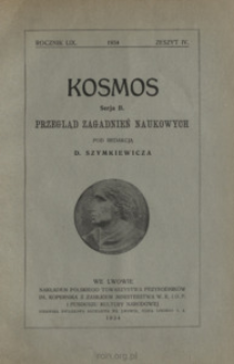 Kosmos. Seria B, Przegląd Zagadnień Naukowych, Zeszyt 4, Rocznik 59