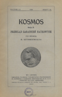 Kosmos. Seria B, Przegląd Zagadnień Naukowych, Zeszyt 4, Rocznik 60