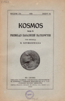 Kosmos. Seria B, Przegląd Zagadnień Naukowych, Zeszyt 3, Rocznik 61