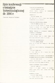 Spis konferencji o tematyce biotechnologicznej do 1990 p.