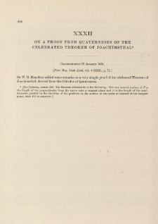 On a Proof from Quaternions of the celebrated Theorem of Joachimsthal (1851)