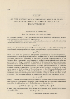 On the Geometrical Interpretation of some results obtained by calculation with Biquaternions (1853)