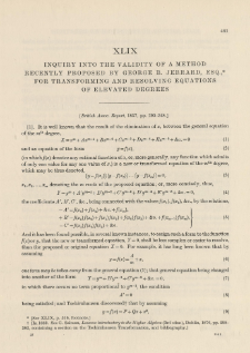 Inquiry into the validity of a Method recently proposed by George B. Jerrard, Esq., for Transforming and Resolving Equations of Elevated Degrees (1836)