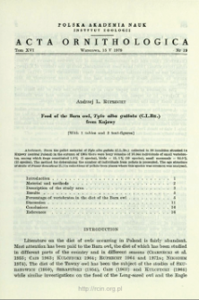 Food of the barn owl, Tyto alba guttata (C.L.Br.) from Kujawy