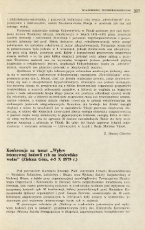Konferencja na temat "Wpływ intensywnej hodowli ryb na środowisko wodne" (Zielona Góra, 4-5 X 1979 r.)