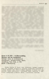 Kessel S. R. 1979 - Gradient modeling. Resource and fire management - Springer series on environmental management, Springer Verlag, Berlin, Heidelberg, New York, ss. 432 [ISBN 3-540-90379-8]