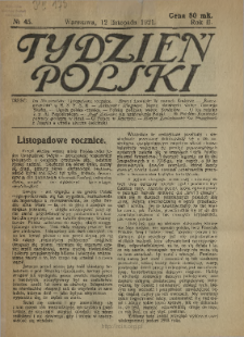 Tydzień Polski : tygodnik polityczno-społeczny : wychodzi w sobotę 1921 N.45