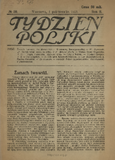 Tydzień Polski : tygodnik polityczno-społeczny : wychodzi w sobotę 1921 N.39