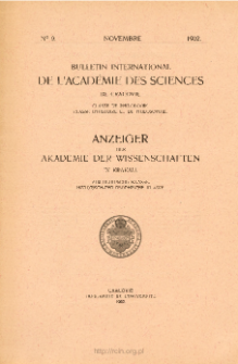 Anzeiger der Akademie der Wissenschaften in Krakau, Philologische Klasse, Historisch-Philosophische Klasse. (1902) No. 9 Novembre