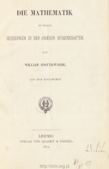 Die Mathematik in ihren Beziehungen zu den anderen Wissenschaften