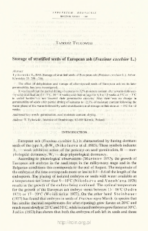 Storage of stratified seeds of European ash (Fraxinus excelsior L.)