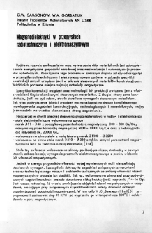 Magnetidielektryki w przemysłach radiotechnicznym i elektromaszynowym = Magnetodielectrics in radio engineering and electromachinery industry