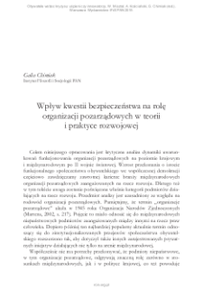 Wpyw kwestii bezpieczeństwa na rolę organizacji pozarządowych w teorii i praktyce rozwojowej