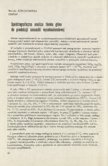 Spektrograficzna analiza tlenku glinu do produkcji ceramiki wysokoalundowej = Spectrographic analysis of aluminum oxide for production of high alumina content ceramics