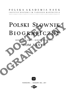 Polski słownik biograficzny T. 37 (1996-1997), Siemiątkowski Antoni - Skaradkiewicz Patrycy, Część wstępna