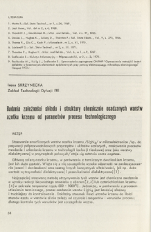 Badania zależności składu i struktury chemicznie osadzonych warstw azotku krzemu od parametrów procesu technologicznego = Investigation of chemically deposited Si3N4 films composition and structure-depending on technological process parameters