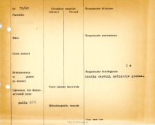 Kartoteka oceny histopatologicznej chorób układu nerwowego (1965) - opis nr 70/65