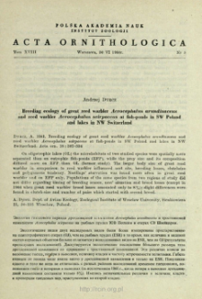 Breeding ecology of great reed warbler Acrocephalus arundinaceus and reed warbler Acrocephalus scirpaceus at fish-ponds in SW Poland and lakes in NW Switzerland