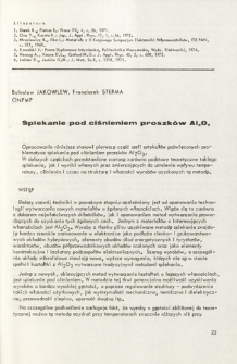 Spiekanie pod ciśnieniem proszków Al2O3 = Pressure sintering of Al2O3 powders