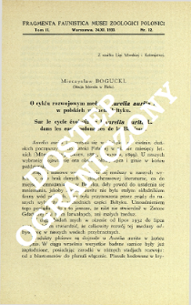 O cyklu rozwojowym meduzy Aurelia aurita L. w polskich wodach Bałtyku = Sur le cycle évolutif de l'Aurelia aurita L. dans les eaux polonaises de la Baltique