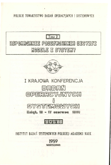 Optymalizacja metody i zastosowania. Tom 2: I Krajowa Konferencja Badań Operacyjnych i Systemowych BOS'88, Książ, 13-17 czerwca 1988 * Formalizacja modeli decyzyjnych * Control algorithm for expert systems with a knowledge base involing uncertainty