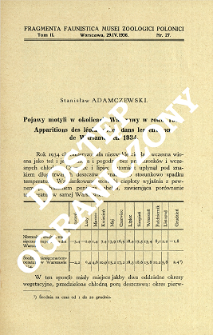 Pojawy motyli w okolicach Warszawy w roku 1934 = Apparitions des lépidoptères dans les environs de Warszawa en 1934