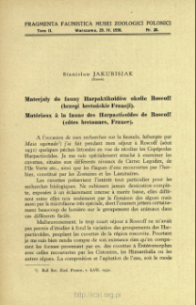 Matériaux à la faune des Harpacticoïdes de Roscoff (côtes bretonnes, France) = Materjały do fauny Harpaktikoidów okolic Roscoff (brzegi bretońskie Francji)