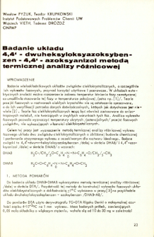 Badanie układu 4,4' - dwuheksyloksyazoksybenzen - 4,4' - azoksyanizol metodą termicznej analizy różnicowej
