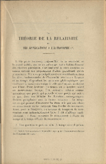 La théorie la relativité et ses applications à l' Astronomie