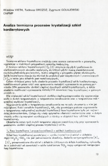 Analiza termiczna procesów krystalizacji szkieł kordierytowych = Thermal analysis of crystallization process in cordierite glasses