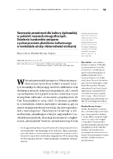 Tworzenie przestrzeni dla kultury żydowskiej w polskich muzeach etnograficznych. Działania kuratorskie związanez pokazywaniem pluralizmu kulturowego w kontekście utraty różnorodności etnicznej