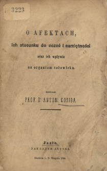 O afektach, ich stosunku do uczuć i namiętności oraz ich wpływie na organizm człowieka