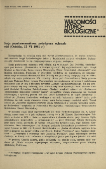 Sesja popularnonaukowa poświęcona ochronie wód (Ostróda, 12 VI 1981 r.)