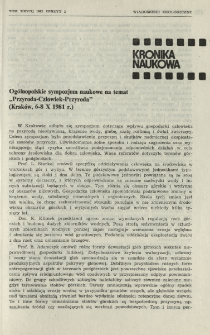 Ogólnopolskie sympozjum naukowe na temat "Przyroda-Człowiek-Przyroda" (Kraków, 6-8 X 1981 r.)