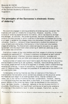 The principles of the Samsonov's electronic theory of sintering = Zasady teorii Samsonowa dotyczące elektronowego spiekania